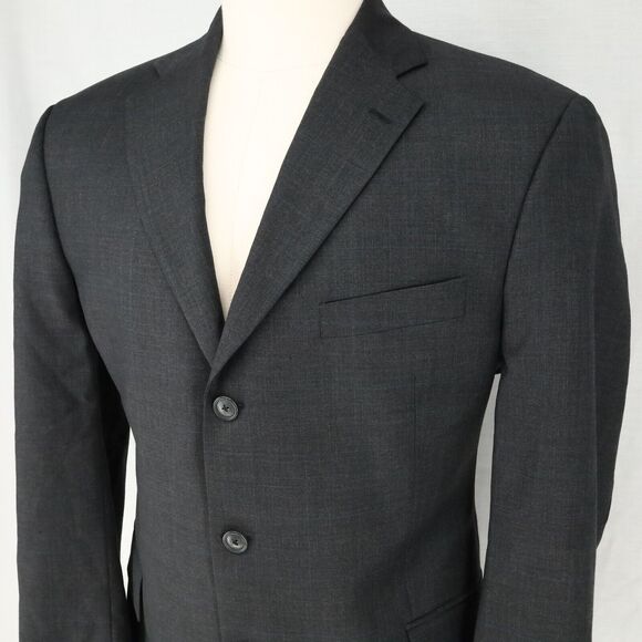 Arnold Brant Sport Coat Mens 43R Wool Cashmere Charcoal Gray Plaid Jacket - Picture 10 of 16